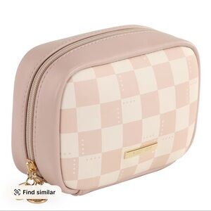 Blush Checkered Cosmetic Bag